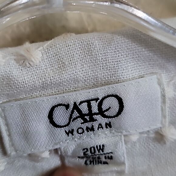 Cato Woman Suit Jacket Linen Blend Embroidery Ivory Cream Beige Size 22W - Picture 7 of 8